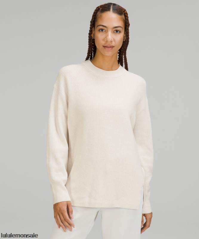 Lululemon Damen DELULU466 | Lululemon Deutschland Gerippter Rundhalspullover Aus Einer Merinowollmischung In White Opal